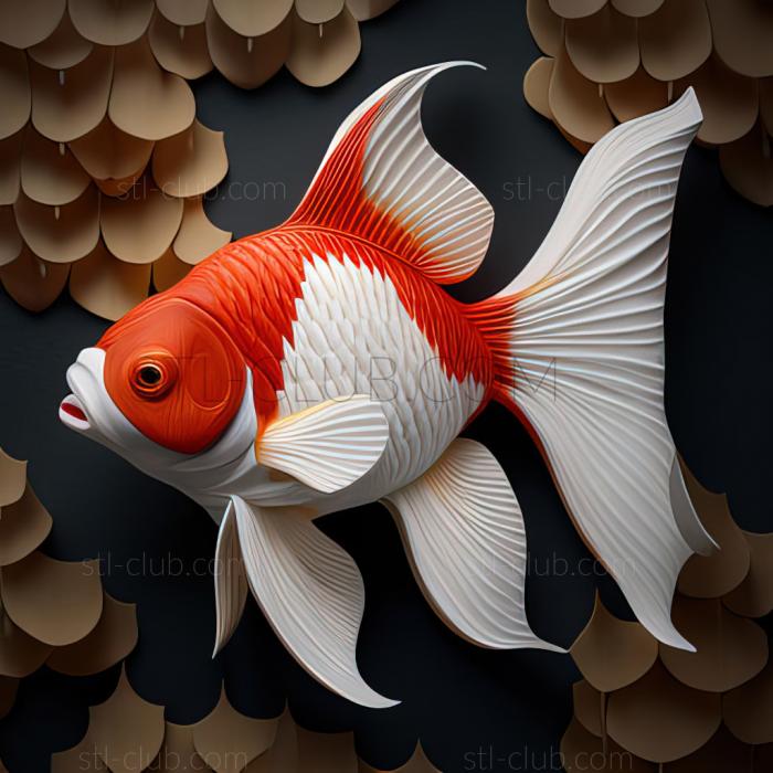 st Red and white oranda fish